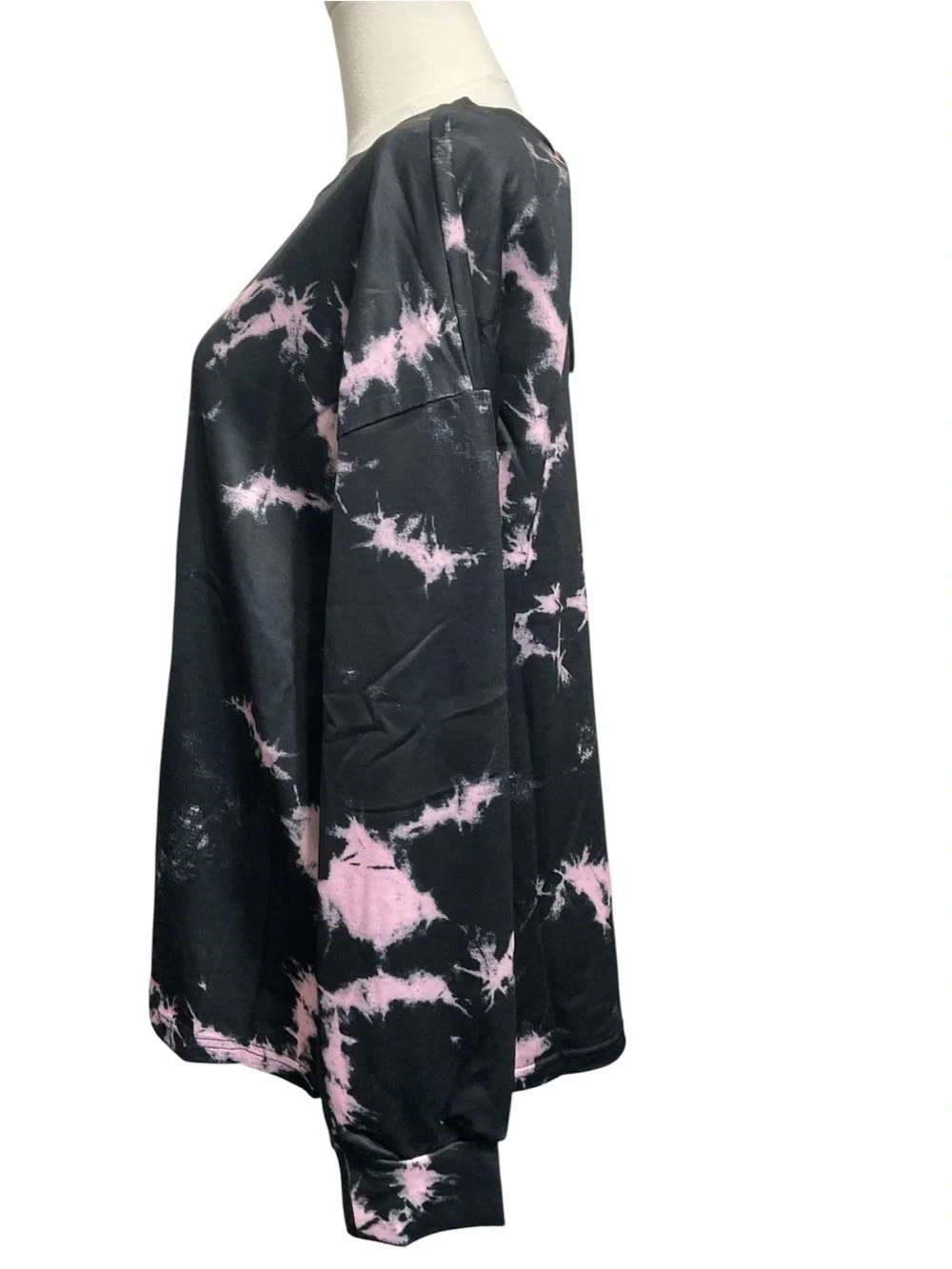 NWT Black & Pink Tie Dye Lounge Set Size L | Soft Long Sleeve Top + Jogger Pants - Picture 4 of 6